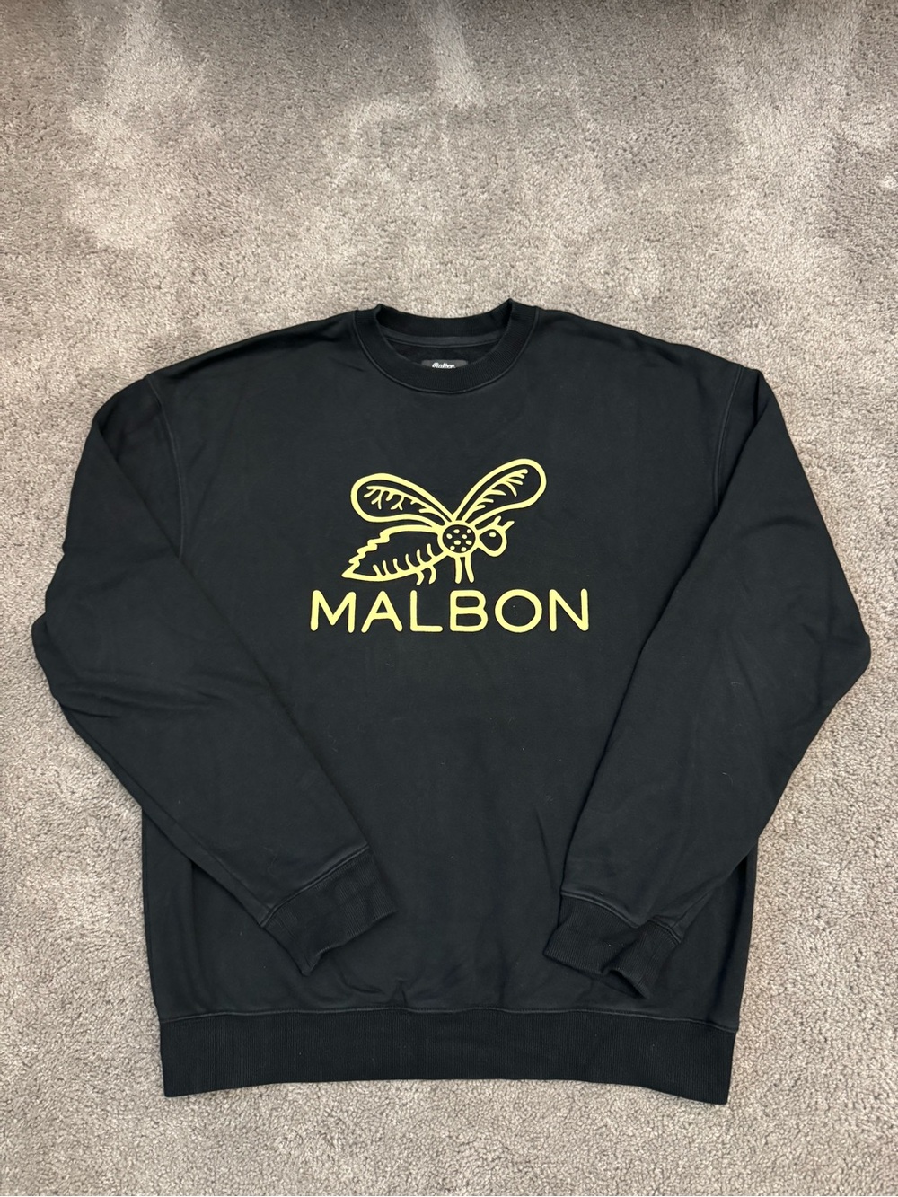 Malbon Black Crewneck Sweatshirt with Yellow Logo